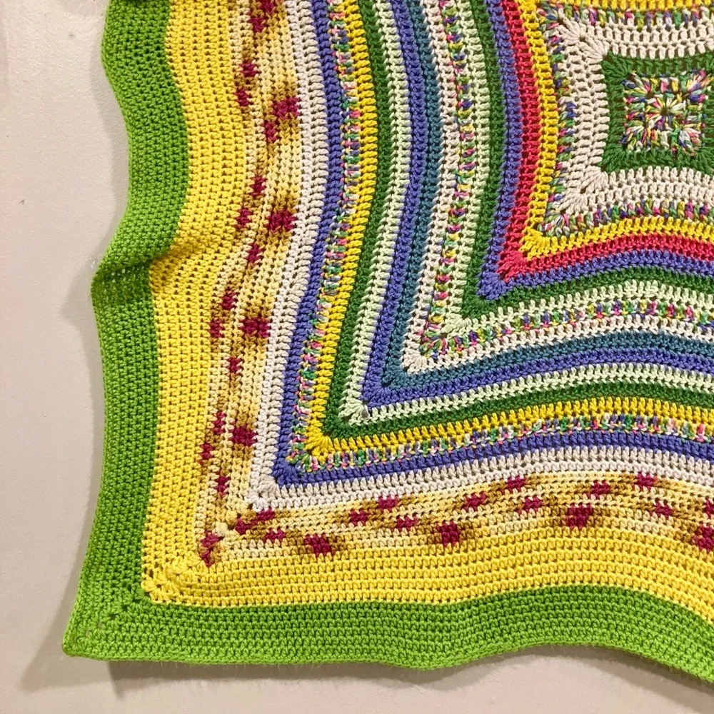 Small Handmade Crochet Blanket 45” x 47” Multicolor